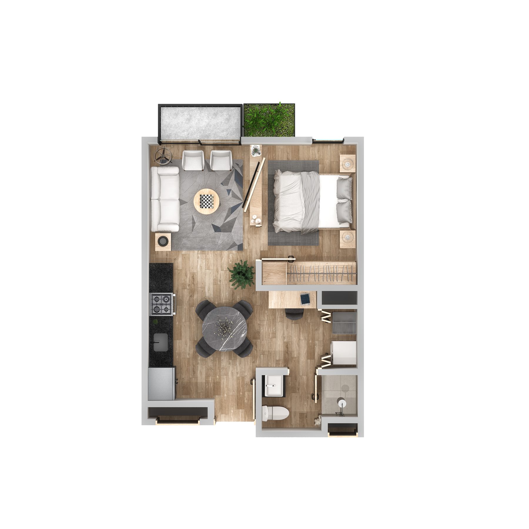 Plano de loft con balcón