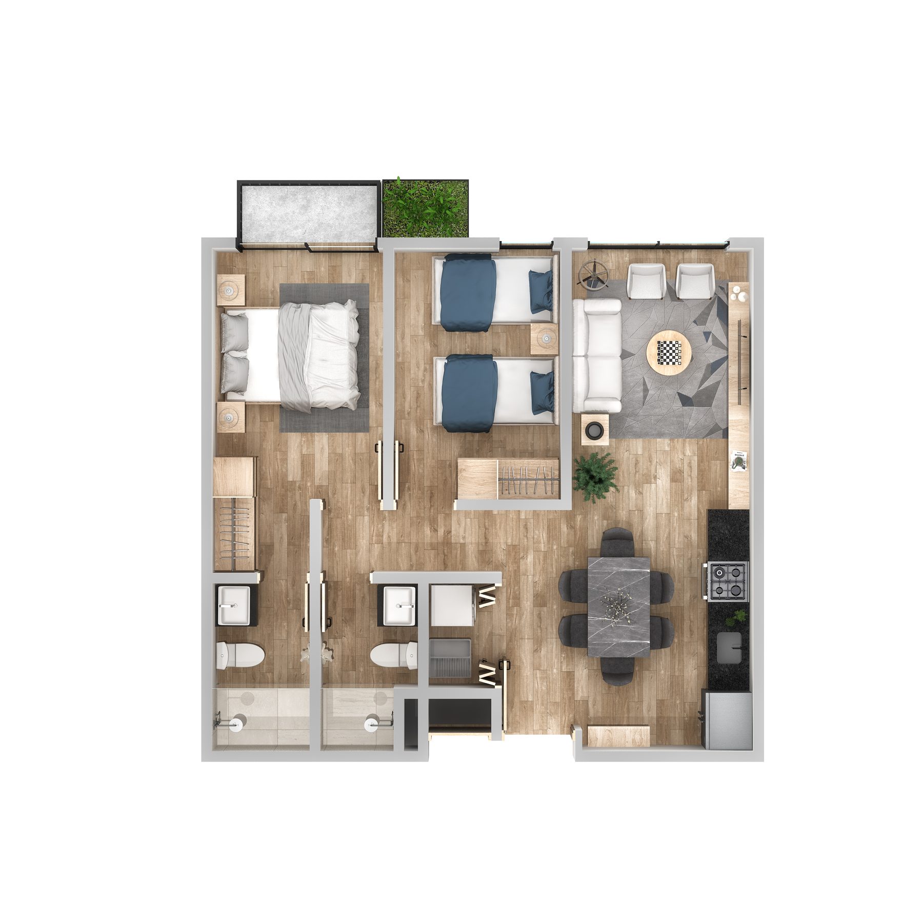 Plano de departamento de 2 recámaras